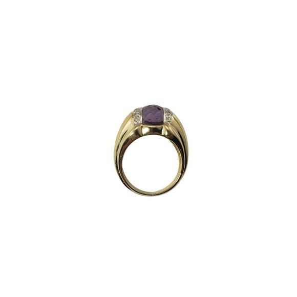 Vintage 14 Karat Yellow Gold Amethyst and Diamond Ring Size 6.25 GAI Certified - Picture 5 of 9